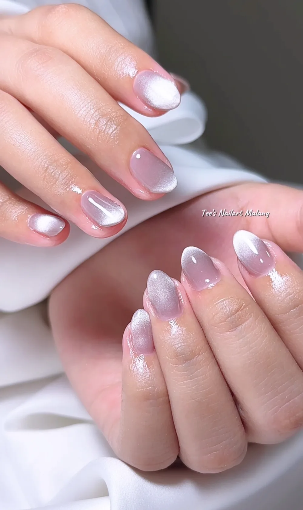 Long almond nails with a glossy finish